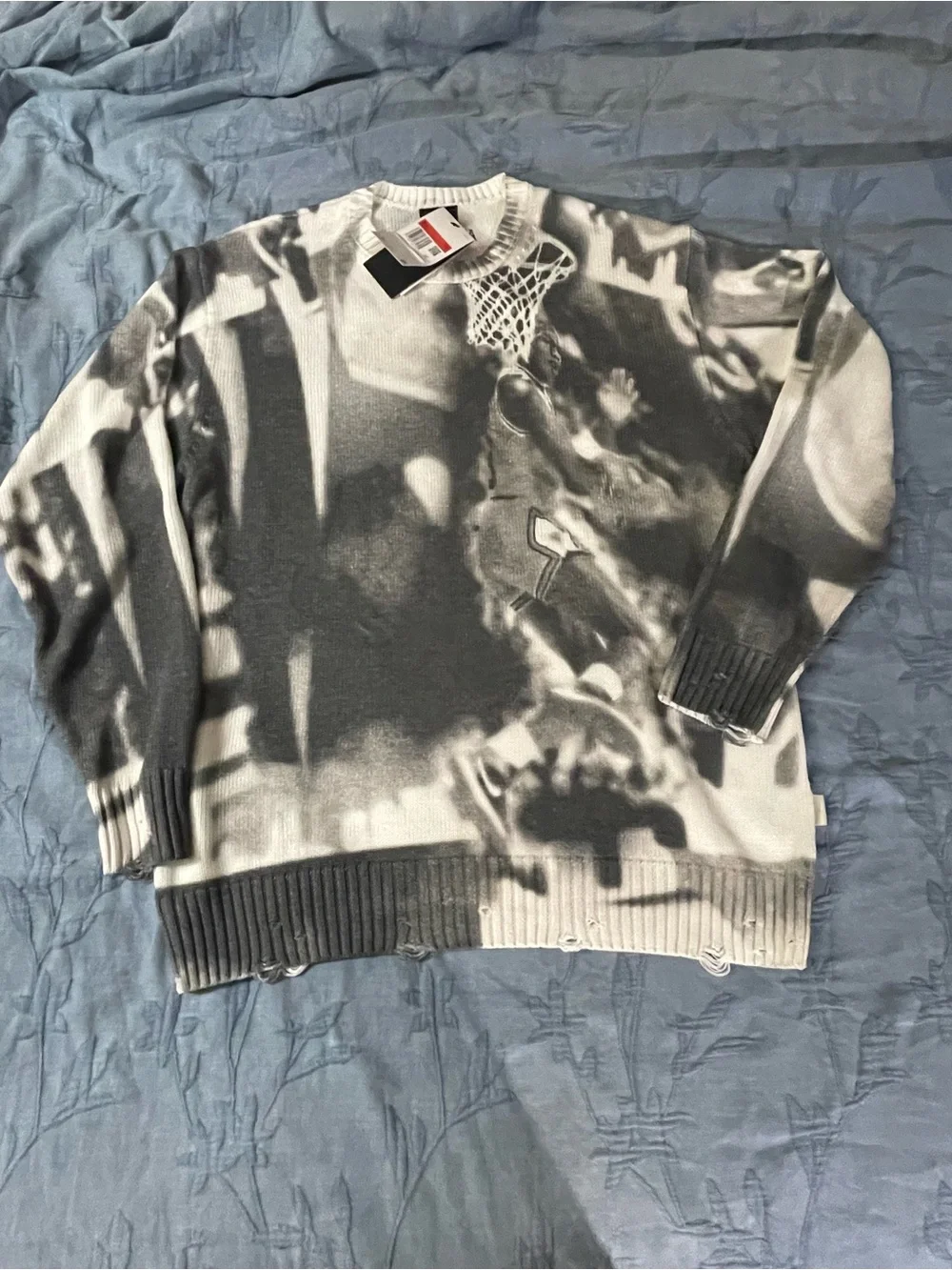 Jordan Black and White Basketball Graphic Crewneck Sweater